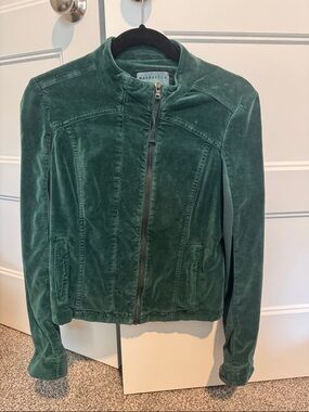 Marrakech Deep Green Velvet Utility Jacket